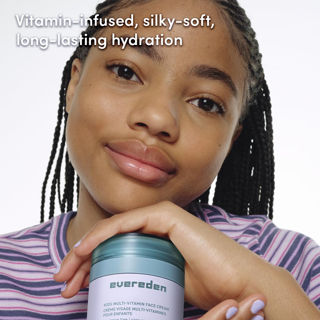 Evereden Fragrance-Free Kids Face Cream – 1.7 oz Unscented, Non-Toxic Moisturizer with Multi-Vitamin Complex