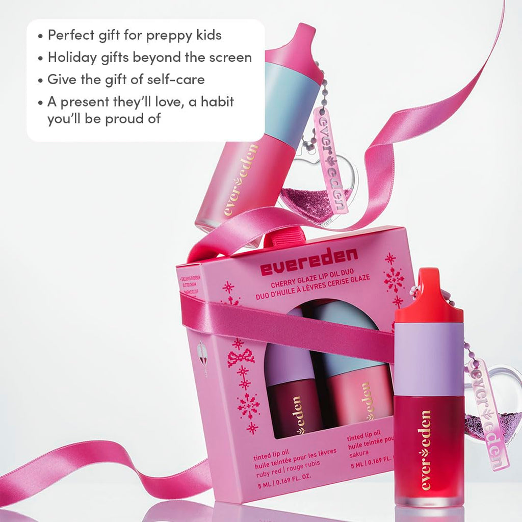 Evereden Kids Tinted Lip Gloss Gift Set – Ruby Red & Sakura Pink