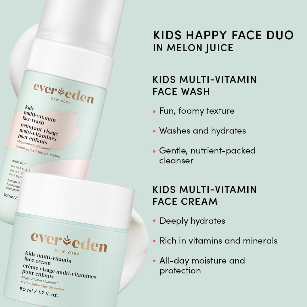 Evereden Happy Kids Routine: Melon Face Wash, Cream & Sakura Pink Lip Oil