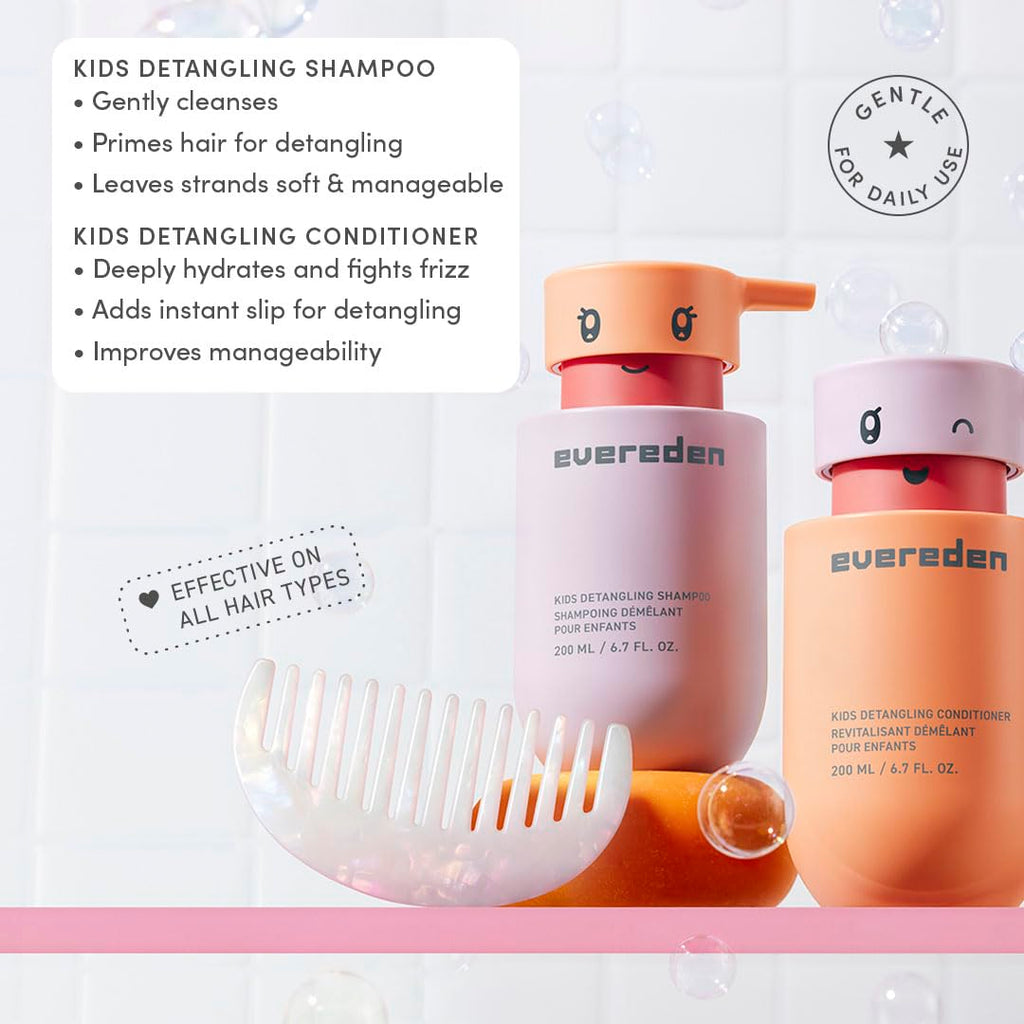 Evereden Kids Bathtime Trio: Detangler Shampoo, Conditioner & Cloud Body Wash – Clean, Vegan, No Sulfates