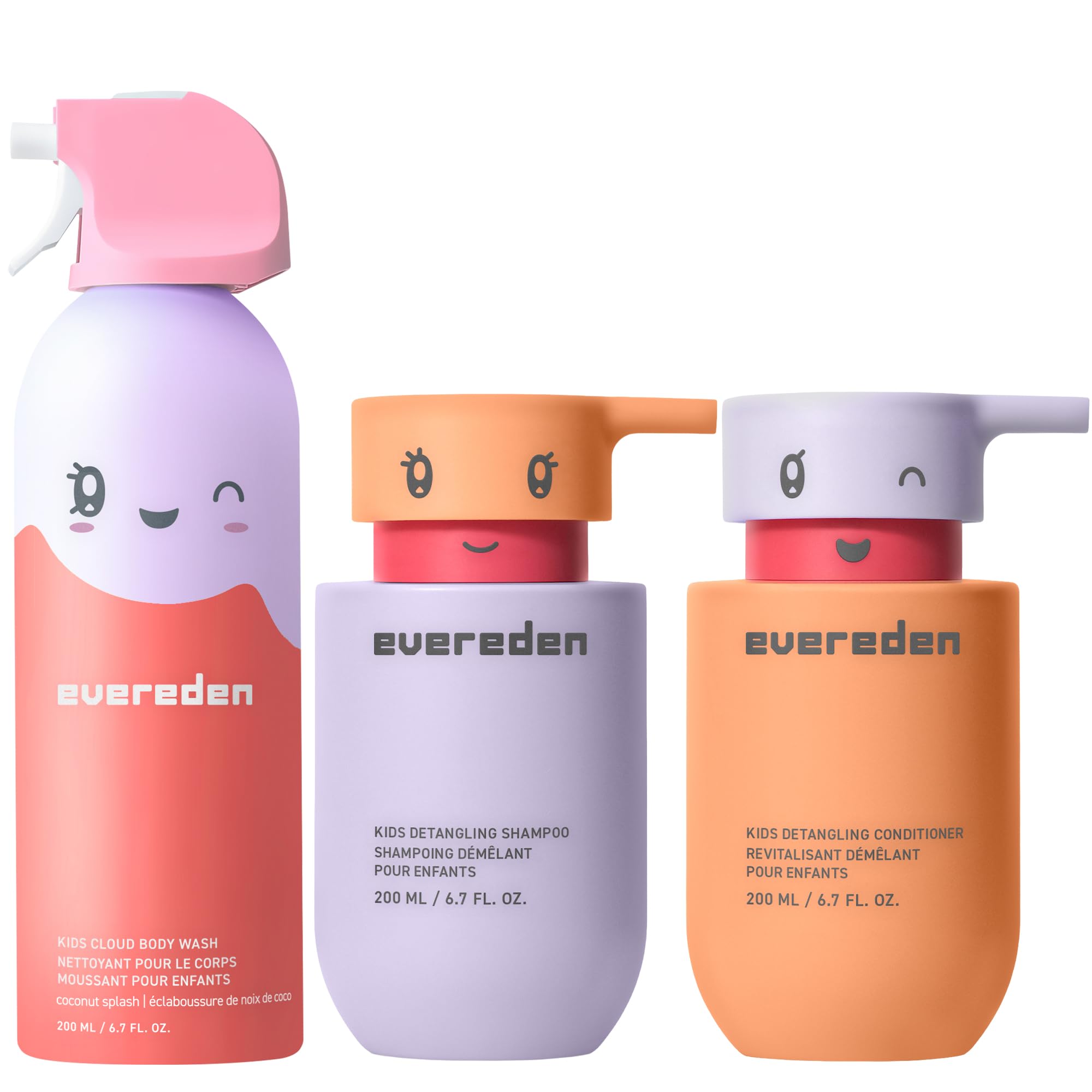 Evereden Kids Bathtime Trio: Detangler Shampoo, Conditioner & Cloud Body Wash – Clean, Vegan, No Sulfates