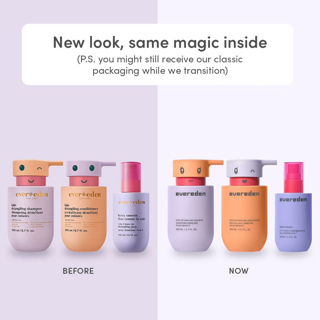 Evereden Kids Complete Haircare Set — Detangling Shampoo, Conditioner & Brush (Ages 3+)