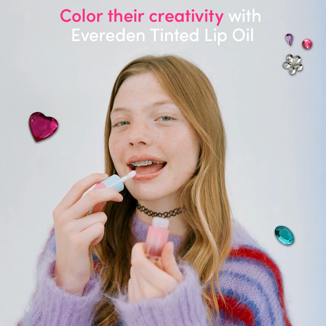 Evereden Kids Face Color Luxe Gift Set – Clean, Vegan Kids Makeup Kit with 3 Fantasy Crayons & Tinted Lip Oil