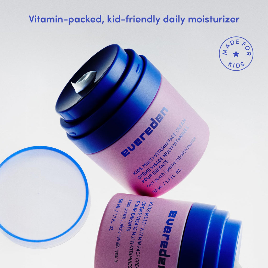 Evereden Kids Face Cream: Cool Peach, 1.7 oz – Clean, Non-Toxic Kids Moisturizer | Pack of 2