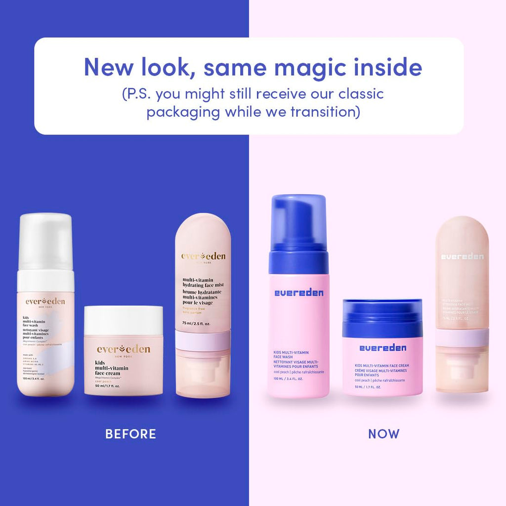 Evereden Kids Multi-Vitamin Hydrating Face Mist, Face Wash & Face Cream Set – Clean Vegan Skincare for Kids 6+