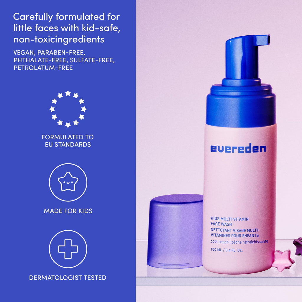 Evereden Kids Face Wash – Gentle Foaming Cleanser, Non-Toxic & Hypoallergenic