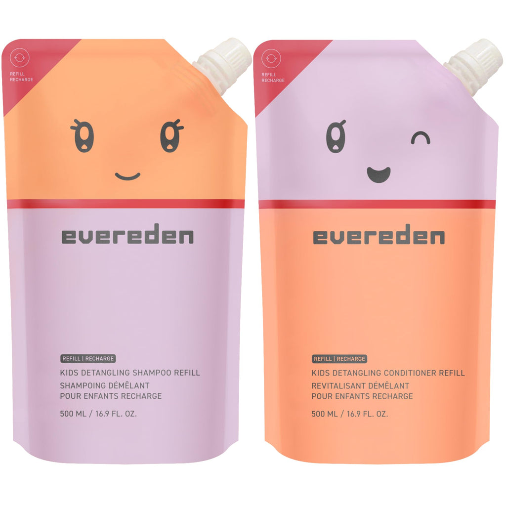 Evereden Kids Haircare Set (Refill) — Detangling Shampoo & Leave-In Conditioner for 3+ | Plant Protein Peptides & Argan Oil