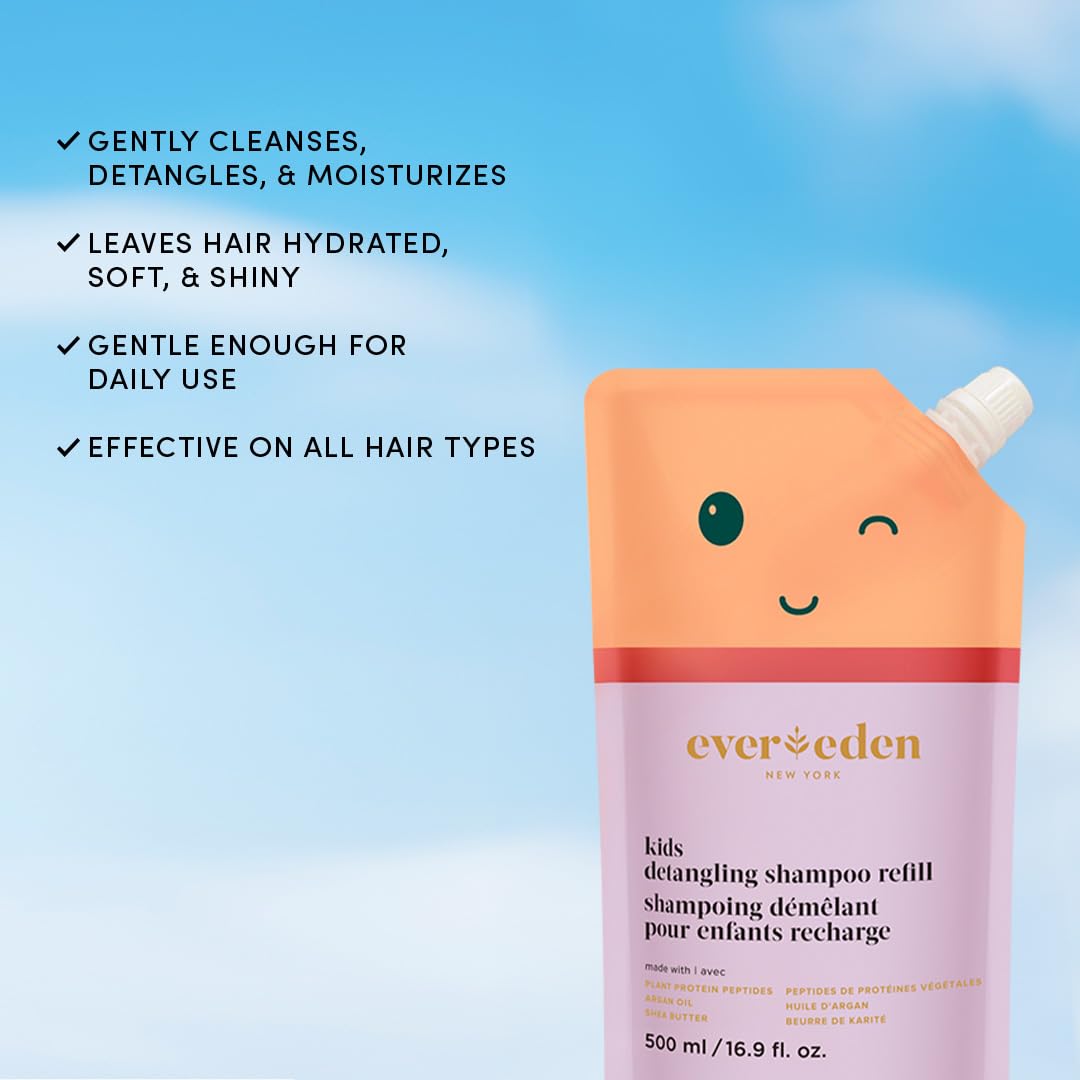 Evereden Kids Haircare Set (Refill) — Detangling Shampoo & Leave-In Conditioner for 3+ | Plant Protein Peptides & Argan Oil