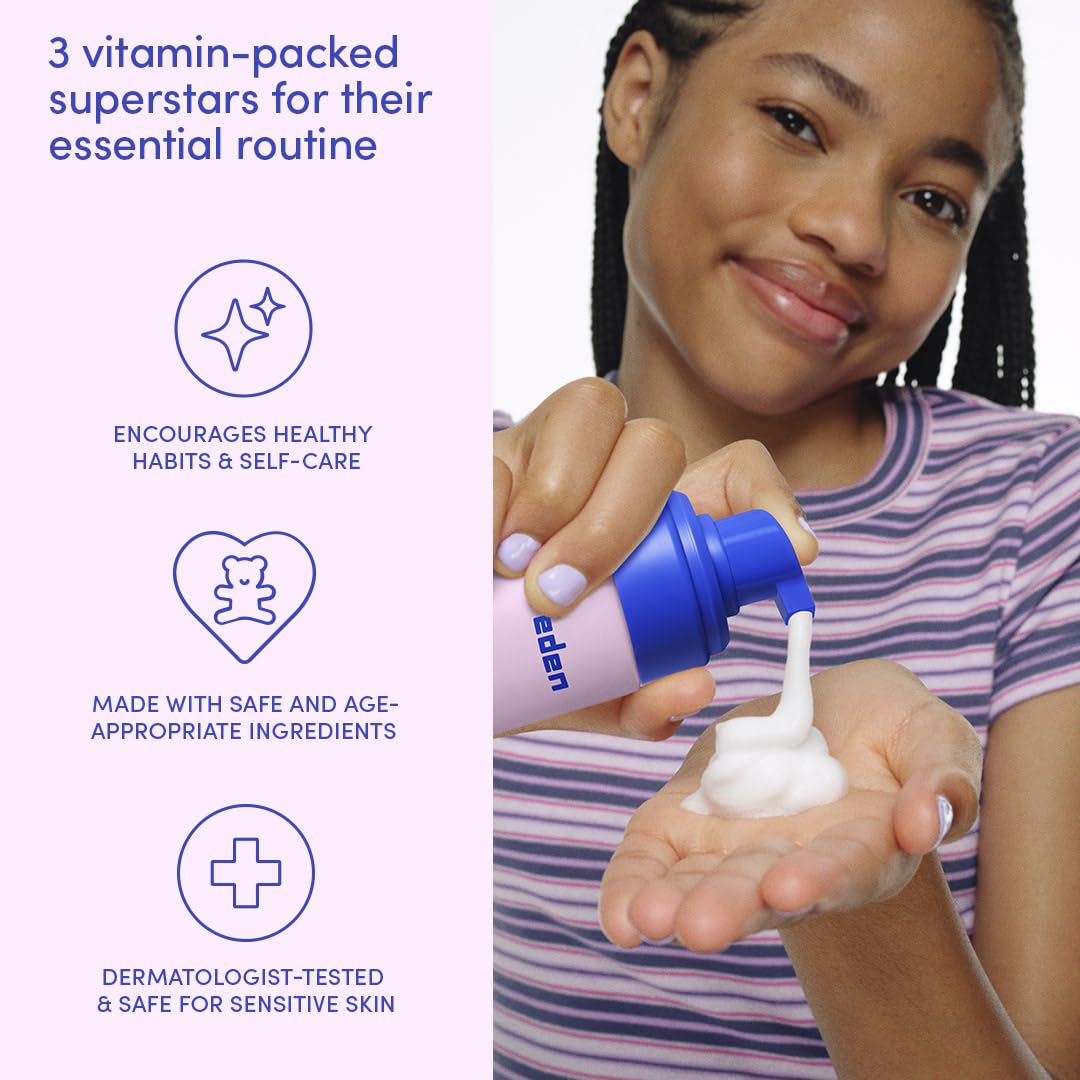 Evereden Kids Multi-Vitamin Hydrating Face Mist, Face Wash & Face Cream Set – Clean Vegan Skincare for Kids 6+