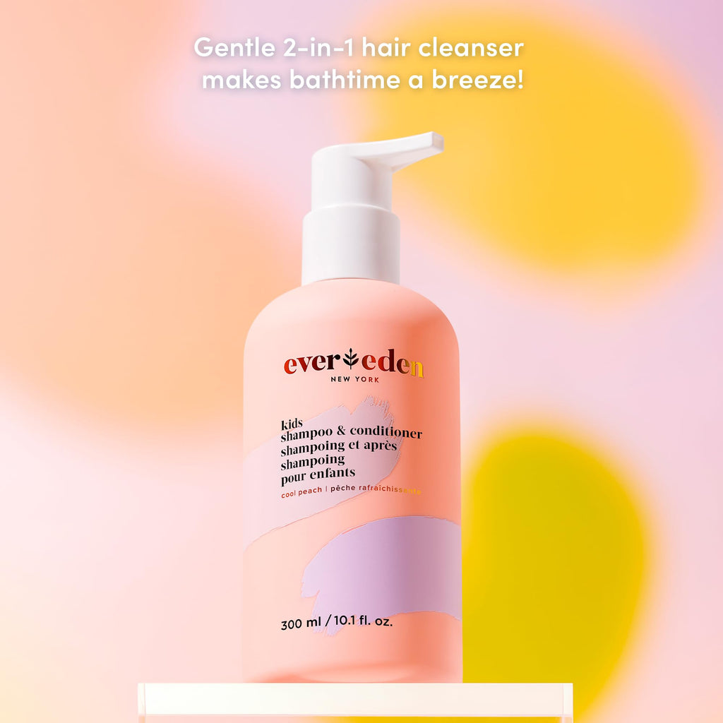 Evereden Kids 2-in-1 Shampoo & Conditioner + Body Wash Set | Gentle, Non-Toxic, Cool Peach Scent