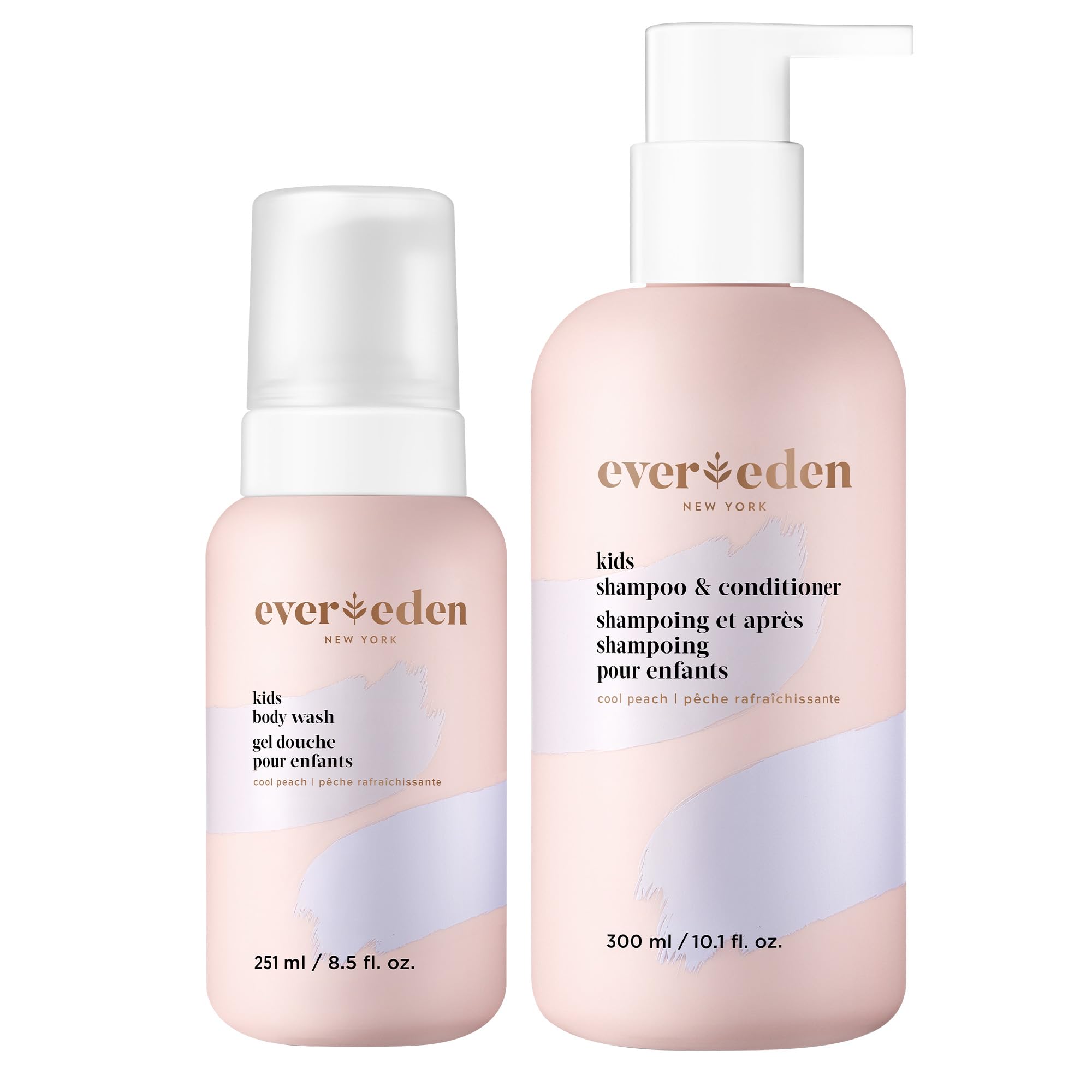 Evereden Kids 2-in-1 Shampoo & Conditioner + Body Wash Set | Gentle, Non-Toxic, Cool Peach Scent