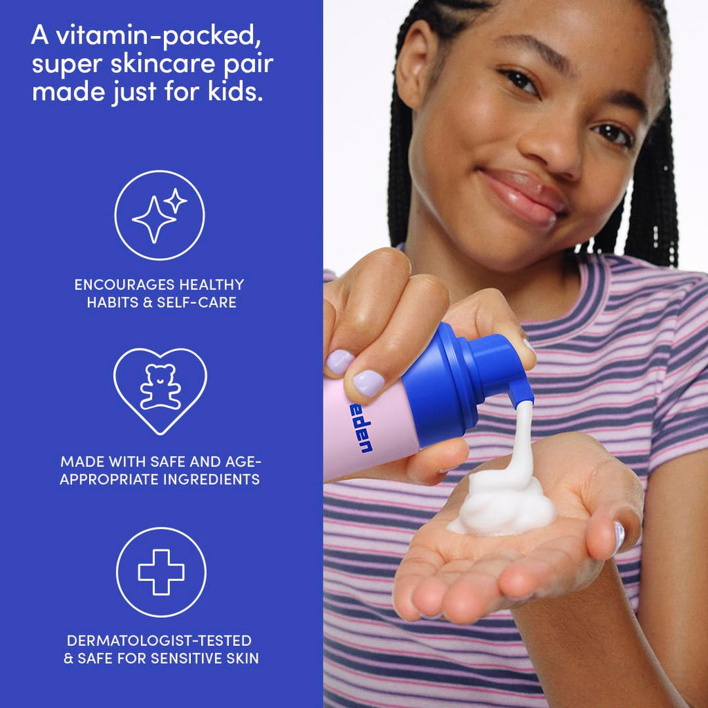 Evereden Happy Kids Skin & Lips Routine – Multi-Vitamin Face Wash, Peach Cream & Ruby Red Lip Oil for 3+