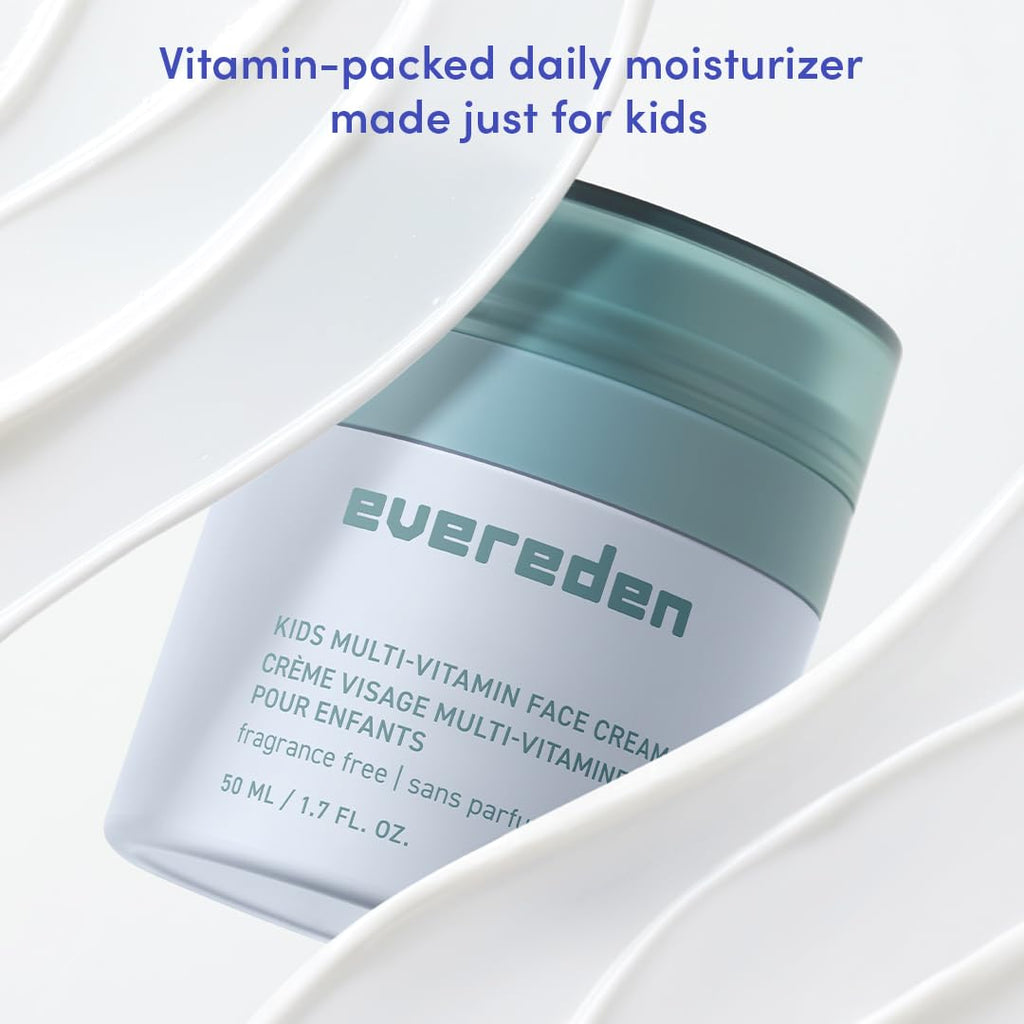 Evereden Fragrance-Free Kids Face Cream – 1.7 oz Unscented, Non-Toxic Moisturizer with Multi-Vitamin Complex