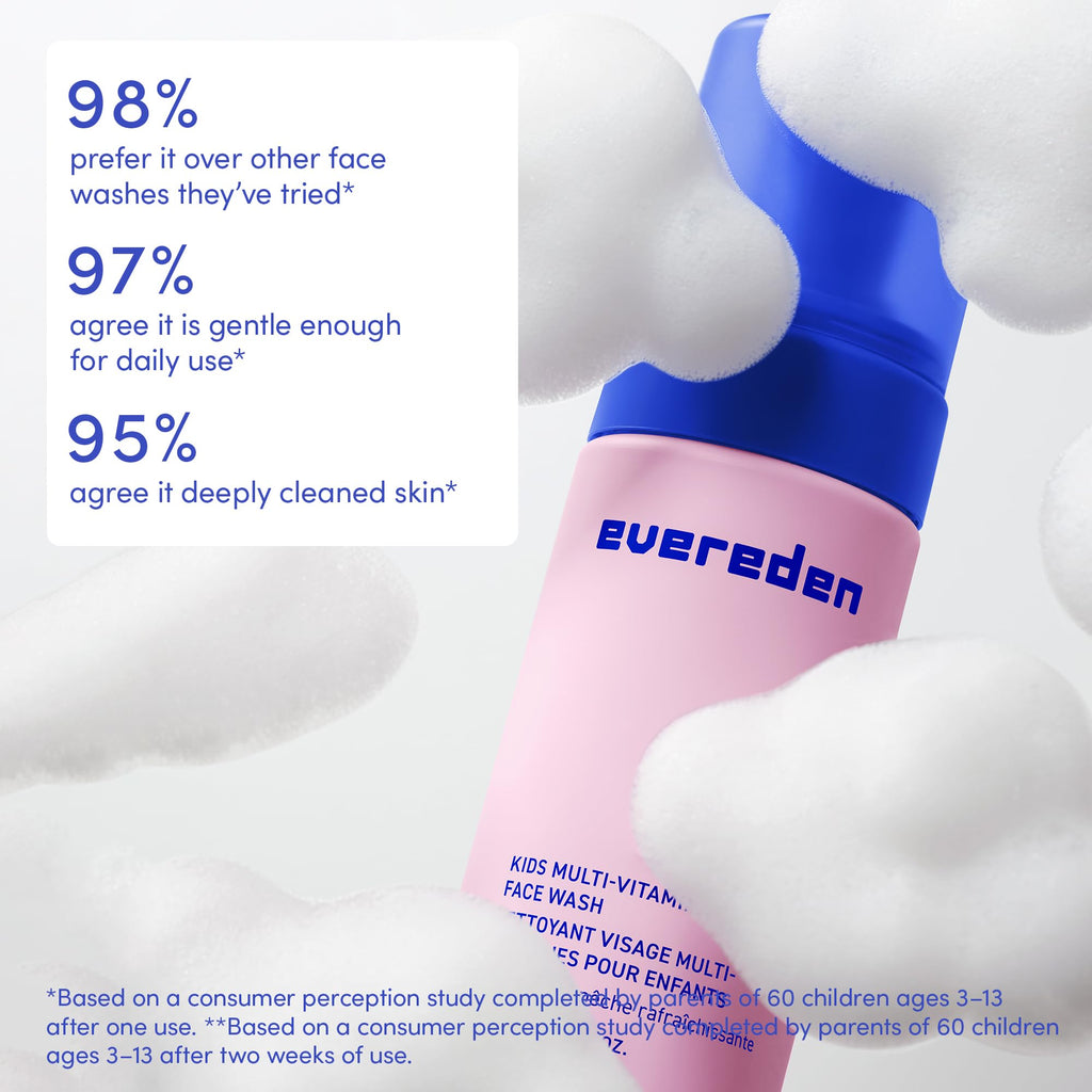 Evereden Happy Kids Skin & Lips Routine – Multi-Vitamin Face Wash, Peach Cream & Ruby Red Lip Oil for 3+