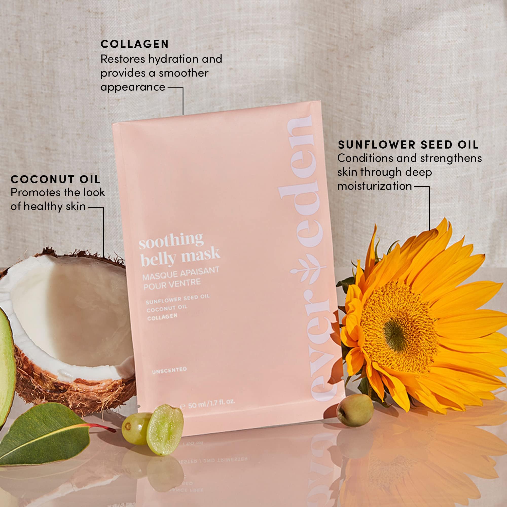Evereden Soothing Belly Mask – Hydrating, Nourishing Pregnancy Skin Care (4-Pack)