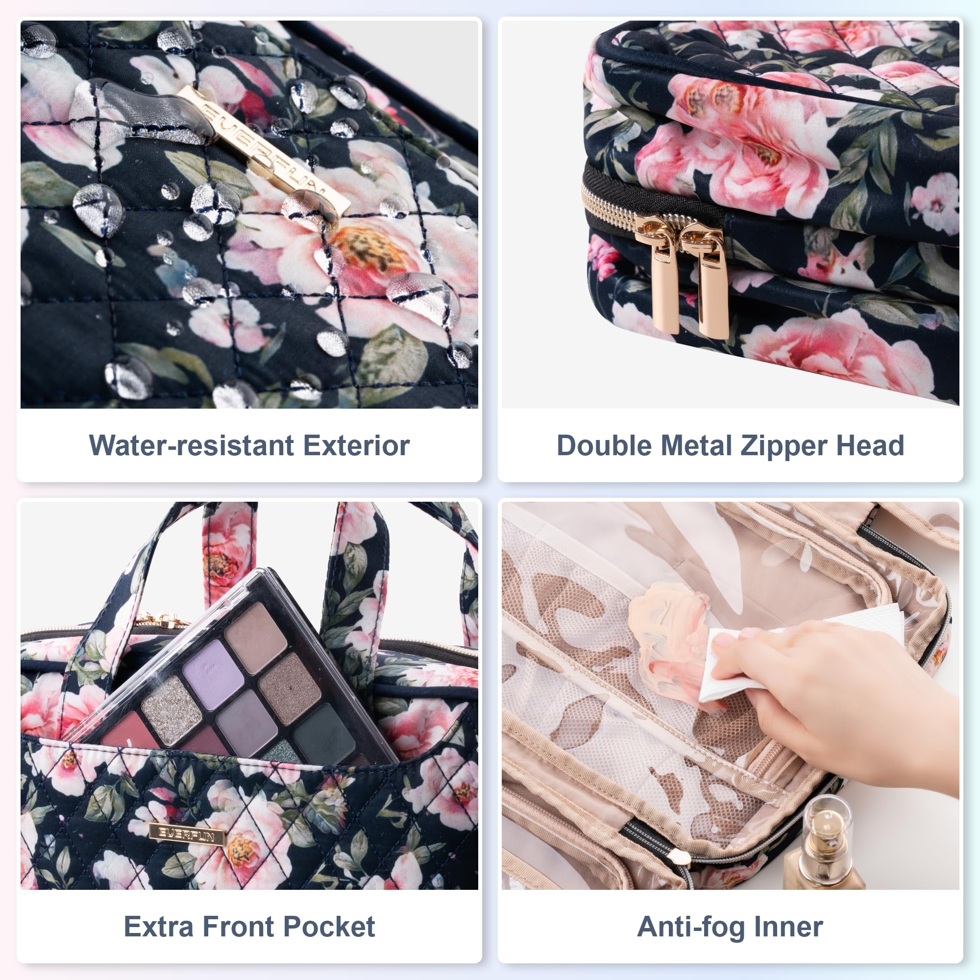 Everfun Hanging Travel Toiletry Bag with Leakproof Compartments – Valentine's Day Gift for Women