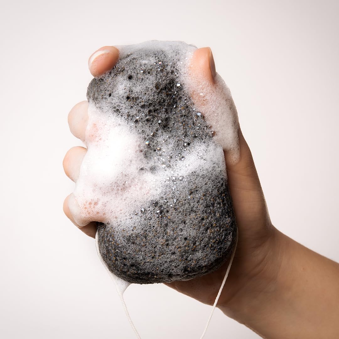 Everist Exfoliating Konjac Body Sponge – Natural, Reusable, Compostable, Charcoal Cleansing (60+ Uses)