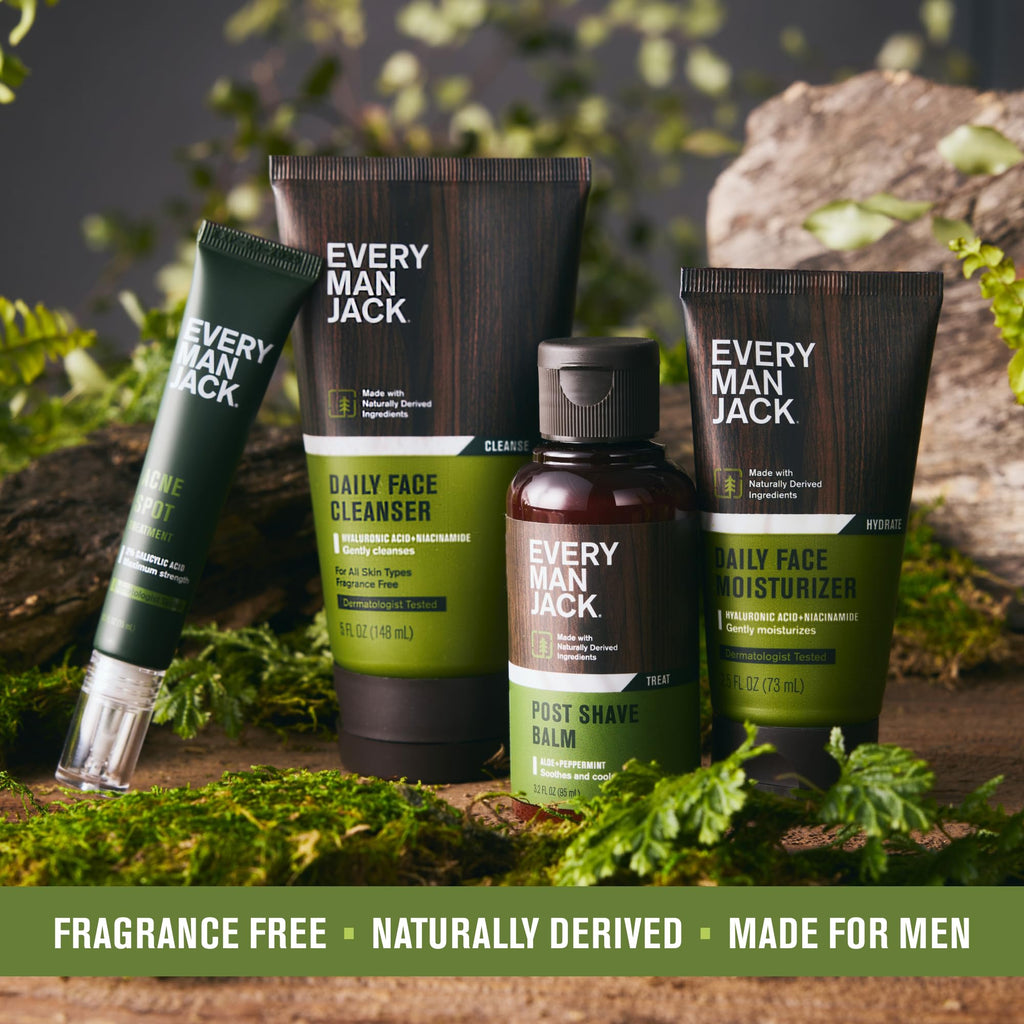 Every Man Jack Daily Face Lotion for Men – Hydration with HA, Aloe Vera & Niacinamide (2 x 2.5 oz)
