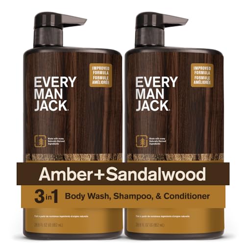 Every Man Jack Amber + Santalwood Hydrating 3-in-1 Wash – 28.8oz (2-Pack)
