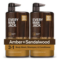Every Man Jack Amber + Santalwood Hydrating 3-in-1 Wash – 28.8oz (2-Pack)