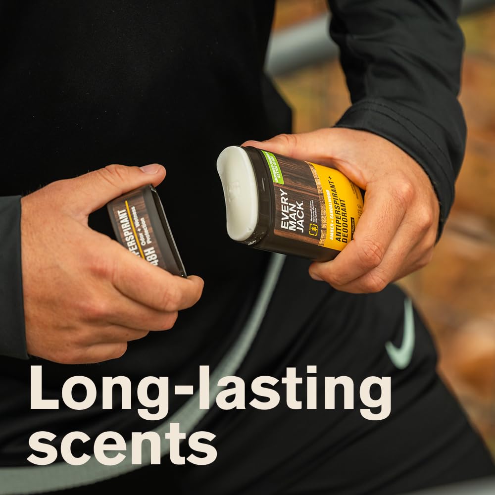 Every Man Jack Amber + Sandalwood Antiperspirant Deodorant – 2-Pack, 48-Hour Odor & Sweat Defense, 2.6 oz