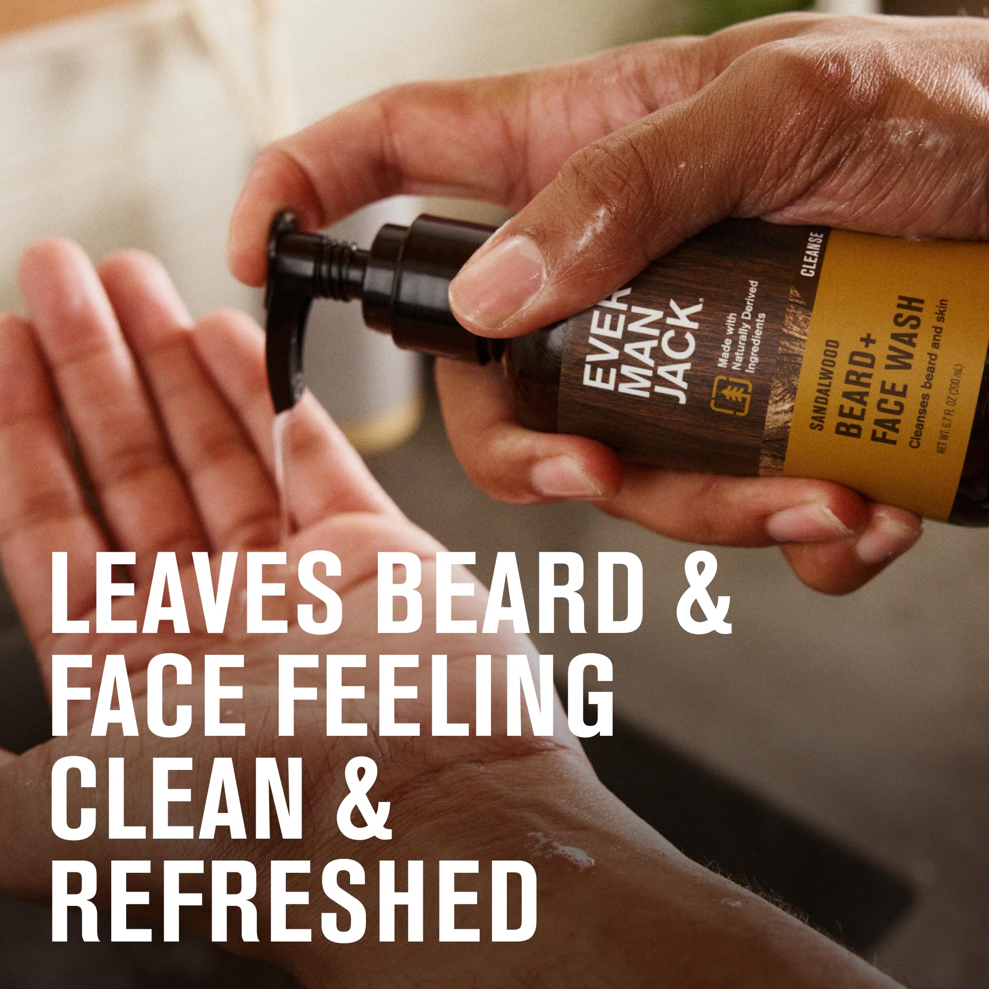 Every Man Jack Beard + Face Wash Sandalwood & Aged Bourbon Bundle – 2 x 6.7 fl oz