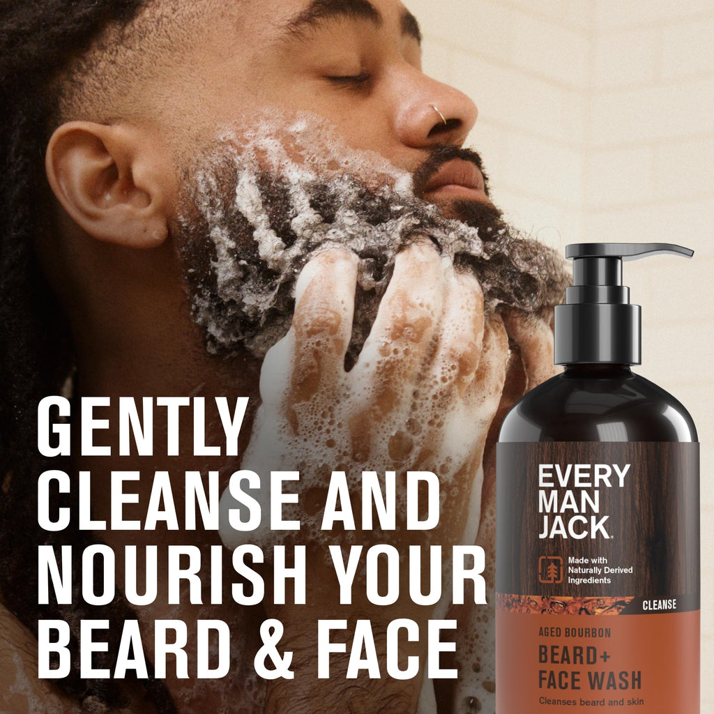 Every Man Jack Beard + Face Wash Sandalwood & Aged Bourbon Bundle – 2 x 6.7 fl oz