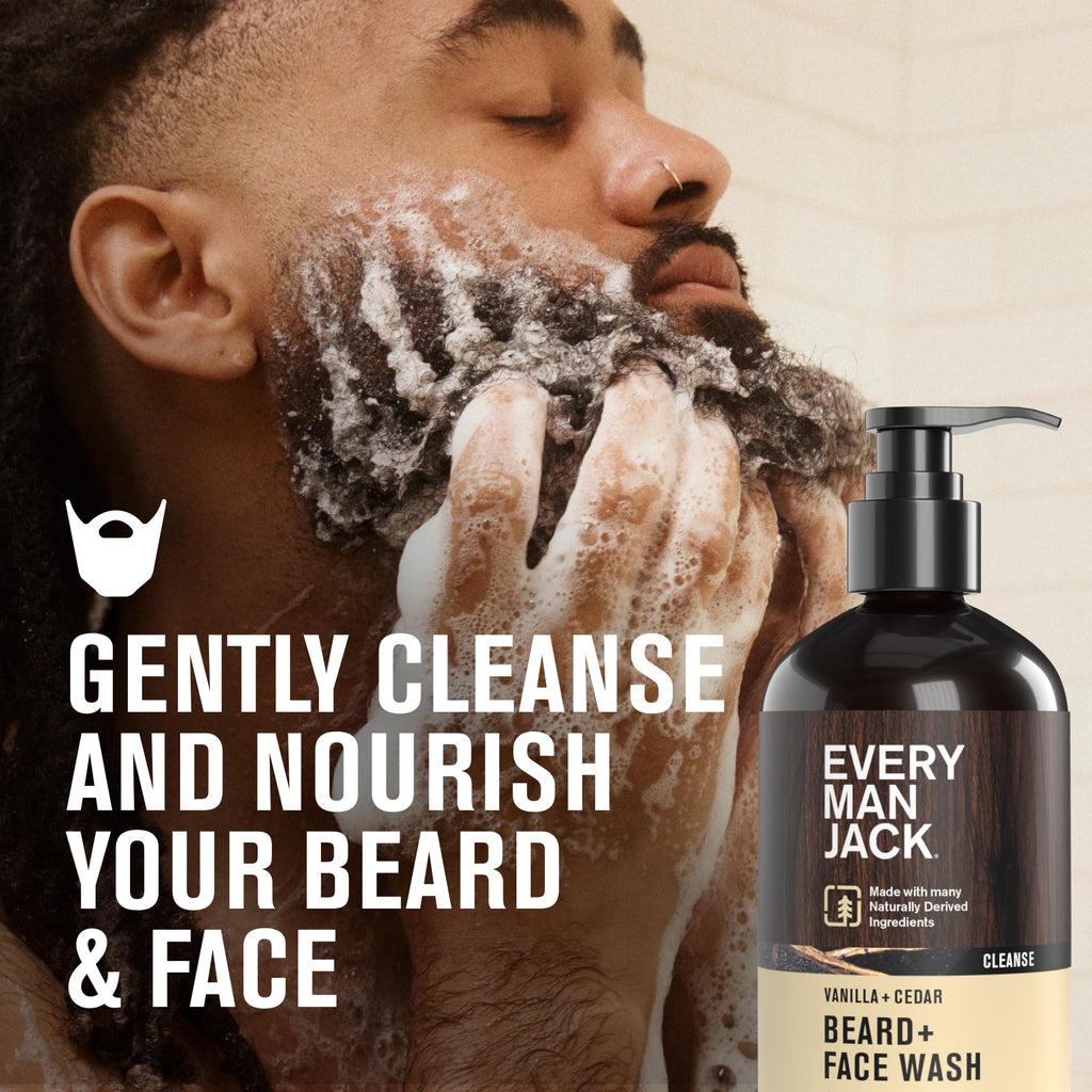 Every Man Jack Beard + Face Wash – Vanilla & Cedar, 6.7 fl oz, 2-Pack
