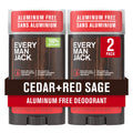 Every Man Jack Cedar + Red Sage Deodorant - Aluminum-Free, All Skin Types, 3oz (2 Pack)