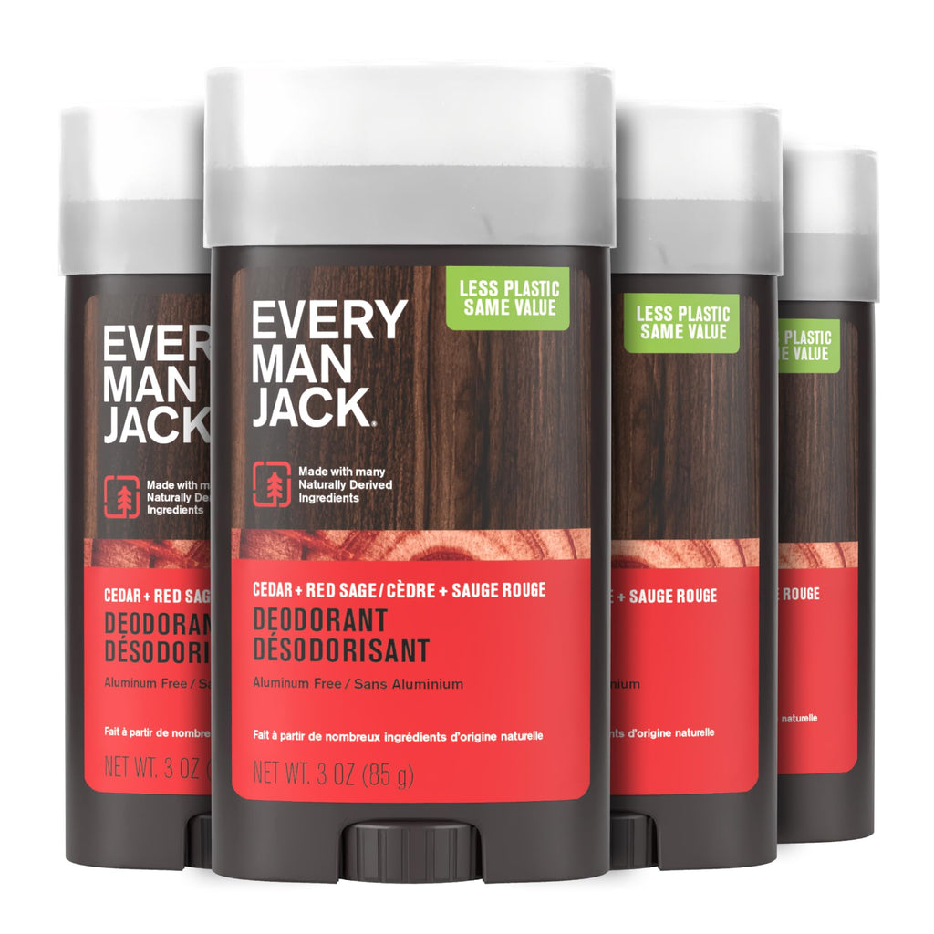 Every Man Jack Cedar & Red Sage Aluminum Free Deodorant – 3 oz, 4 Pack