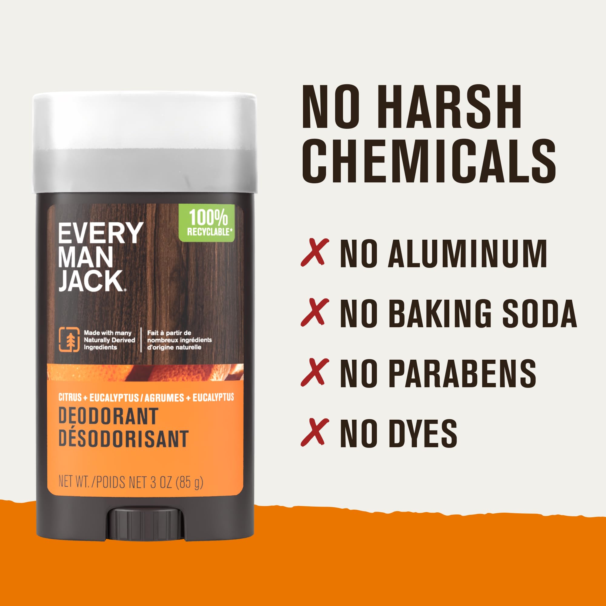 Every Man Jack Citrus + Eucalyptus Aluminum-Free Deodorant – 2-Pack, 3oz