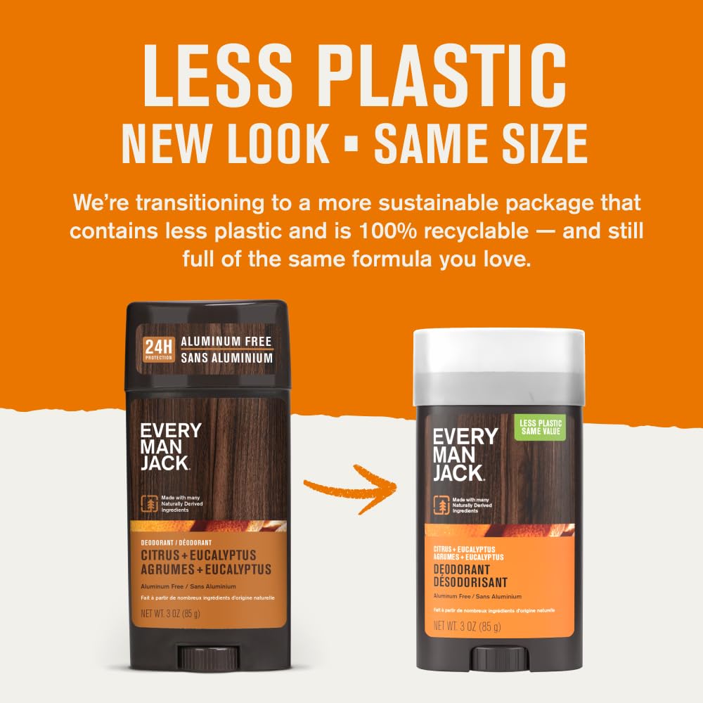 Every Man Jack Citrus + Eucalyptus Aluminum-Free Deodorant – 2-Pack, 3oz