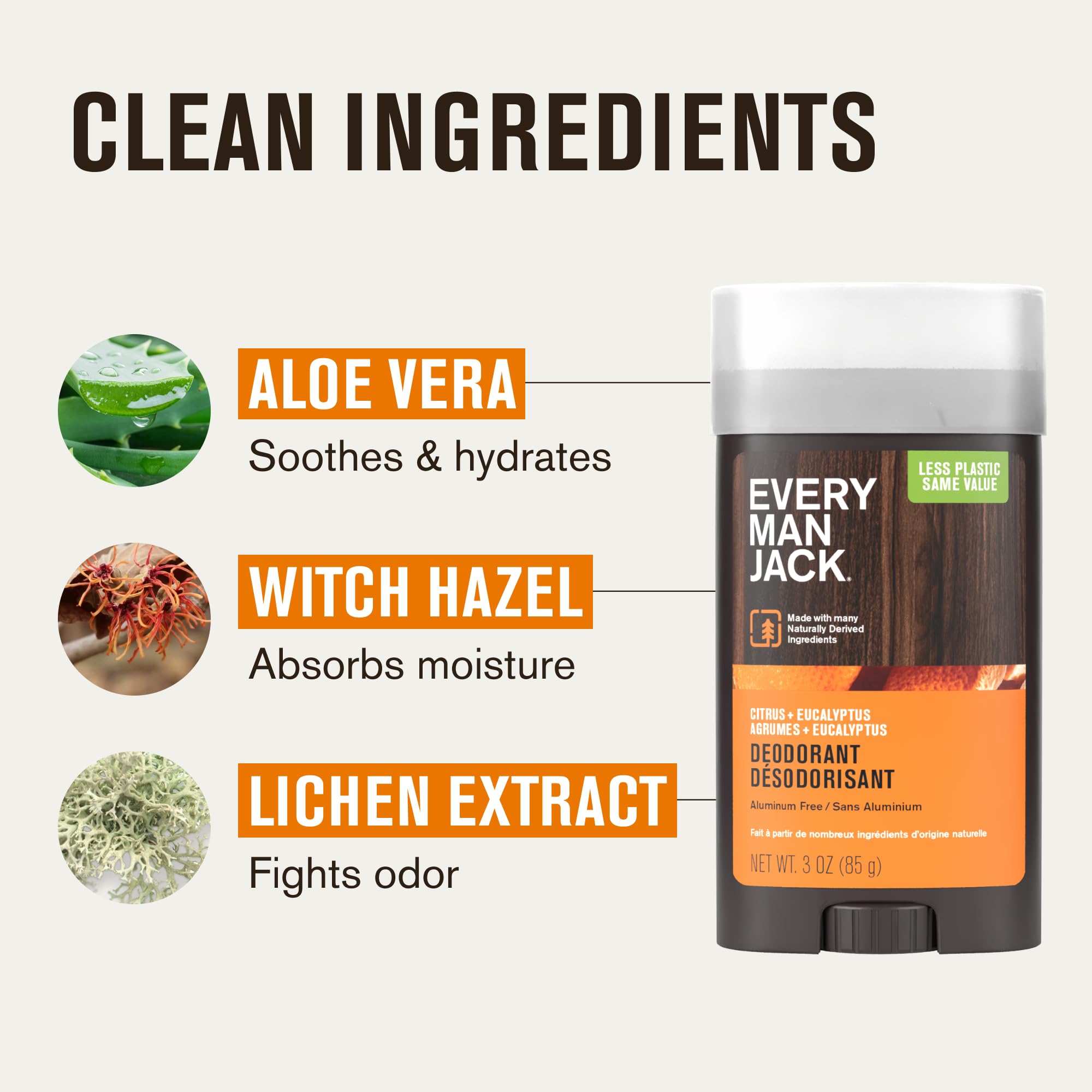 Every Man Jack Citrus + Eucalyptus Aluminum-Free Deodorant – 2-Pack, 3oz