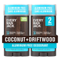 Every Man Jack Coconut Driftwood Men’s Deodorant – Aluminum-Free, Long-Lasting Freshness, 3oz Twin Pack