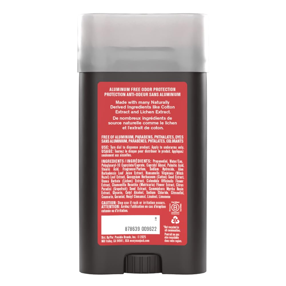 Every Man Jack Cedar + Red Sage Deodorant - Aluminum-Free, All Skin Types, 3oz (2 Pack)