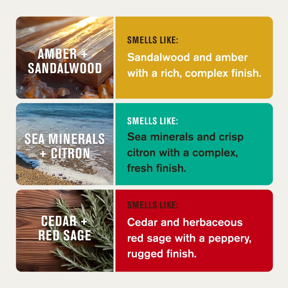 Every Man Jack Deodorant Variety Set — 3 x 3 oz Sticks (Cedar + Red Sage; Amber + Sandalwood; Sea Mineral + Citron)