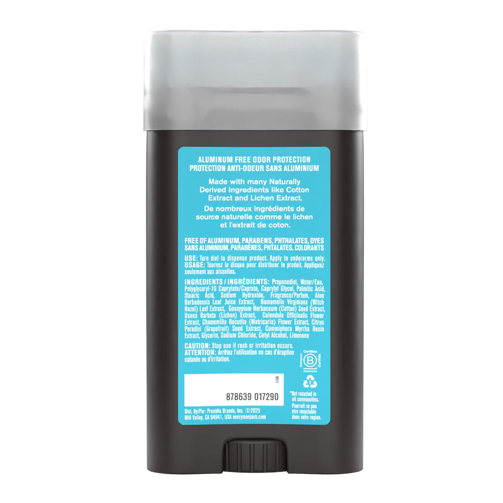 Every Man Jack Coconut Driftwood Men’s Deodorant – Aluminum-Free, Long-Lasting Freshness, 3oz Twin Pack
