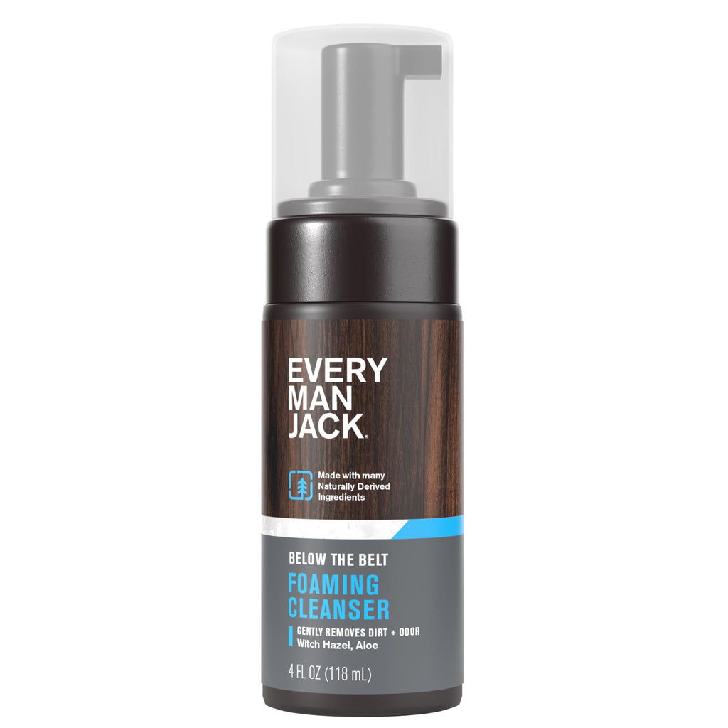 Every Man Jack Foaming Groin Wash – Gentle Cleansing for Sensitive Groin Skin with Witch Hazel & Aloe Vera, 4 oz