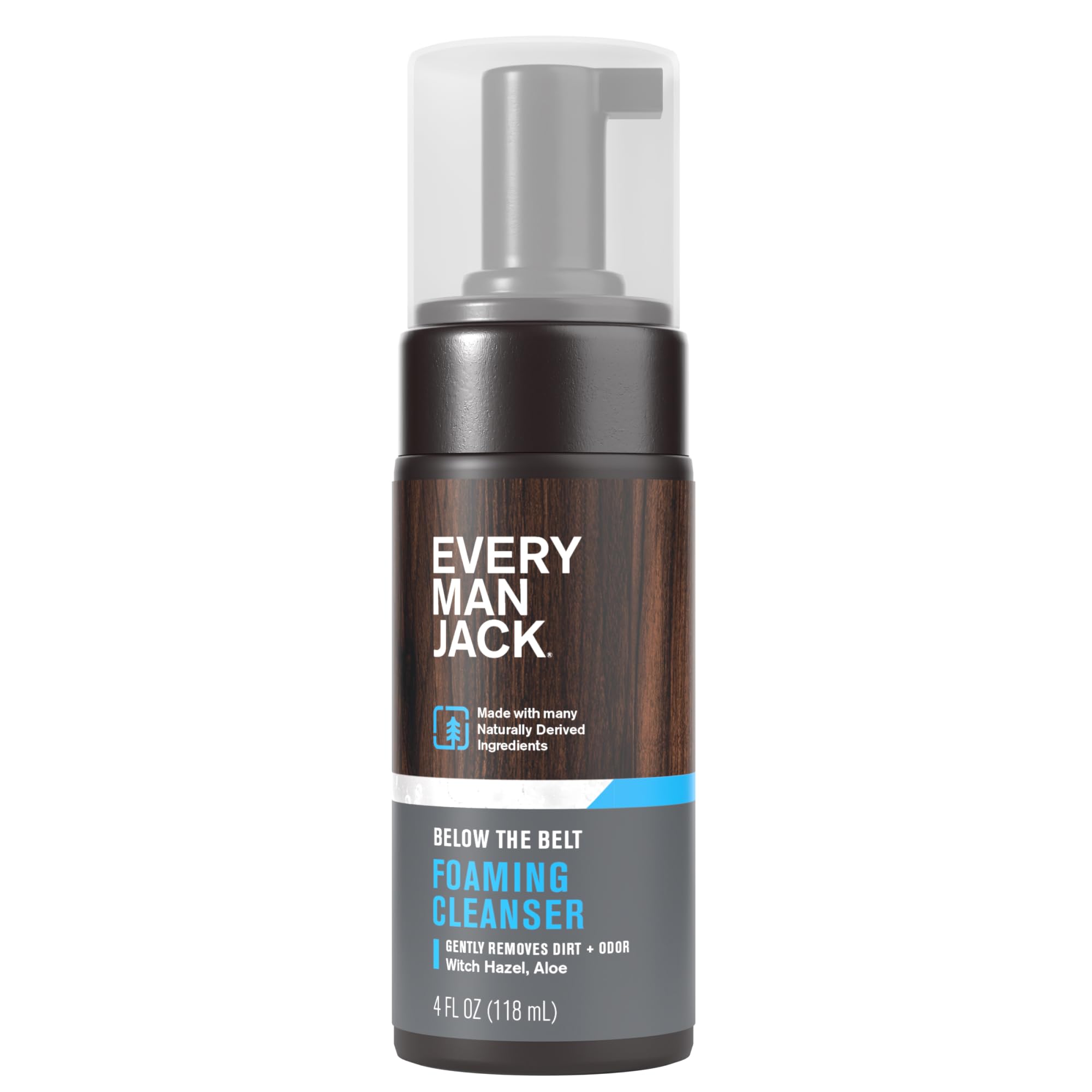 Every Man Jack Foaming Groin Wash – Gentle Cleansing for Sensitive Groin Skin with Witch Hazel & Aloe Vera, 4 oz