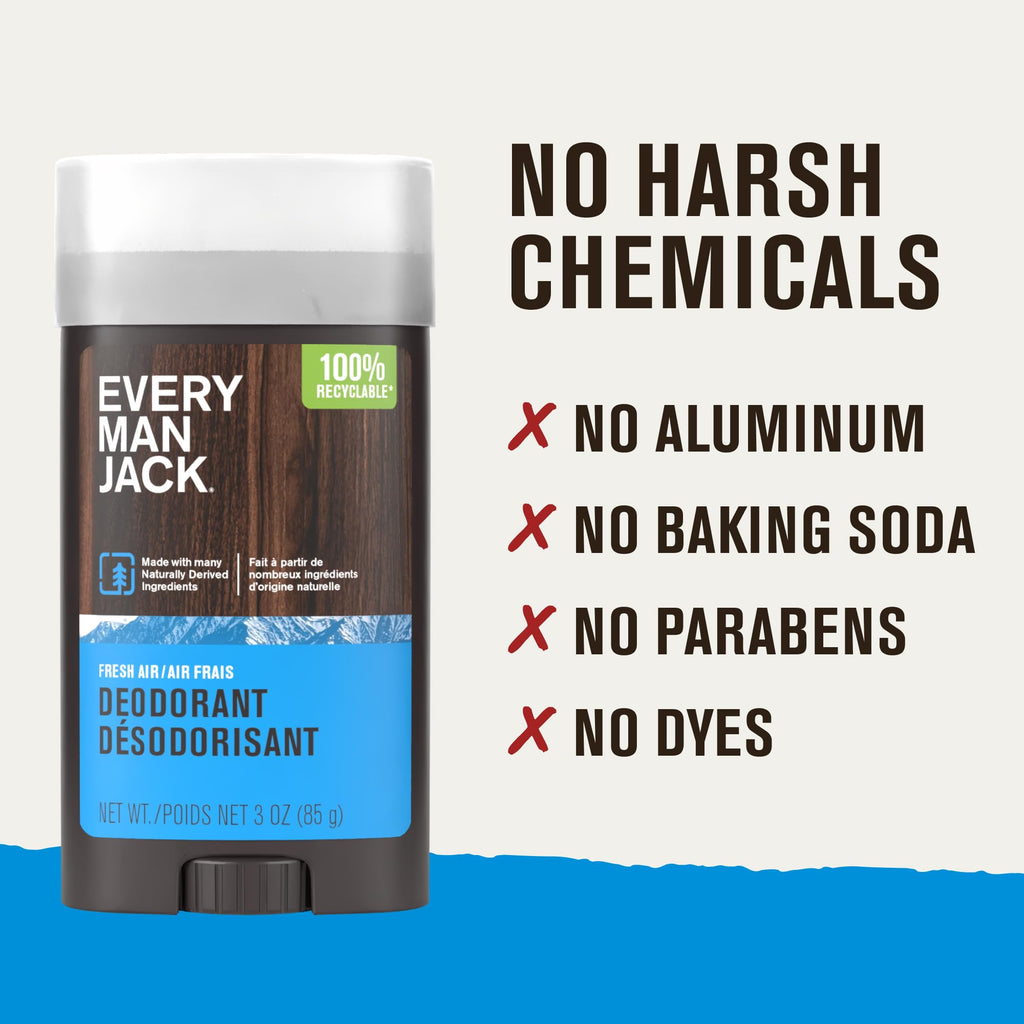 Every Man Jack Fresh Air Aluminum-Free Deodorant for Men – Long-Lasting, Naturally Derived (2 Pack)