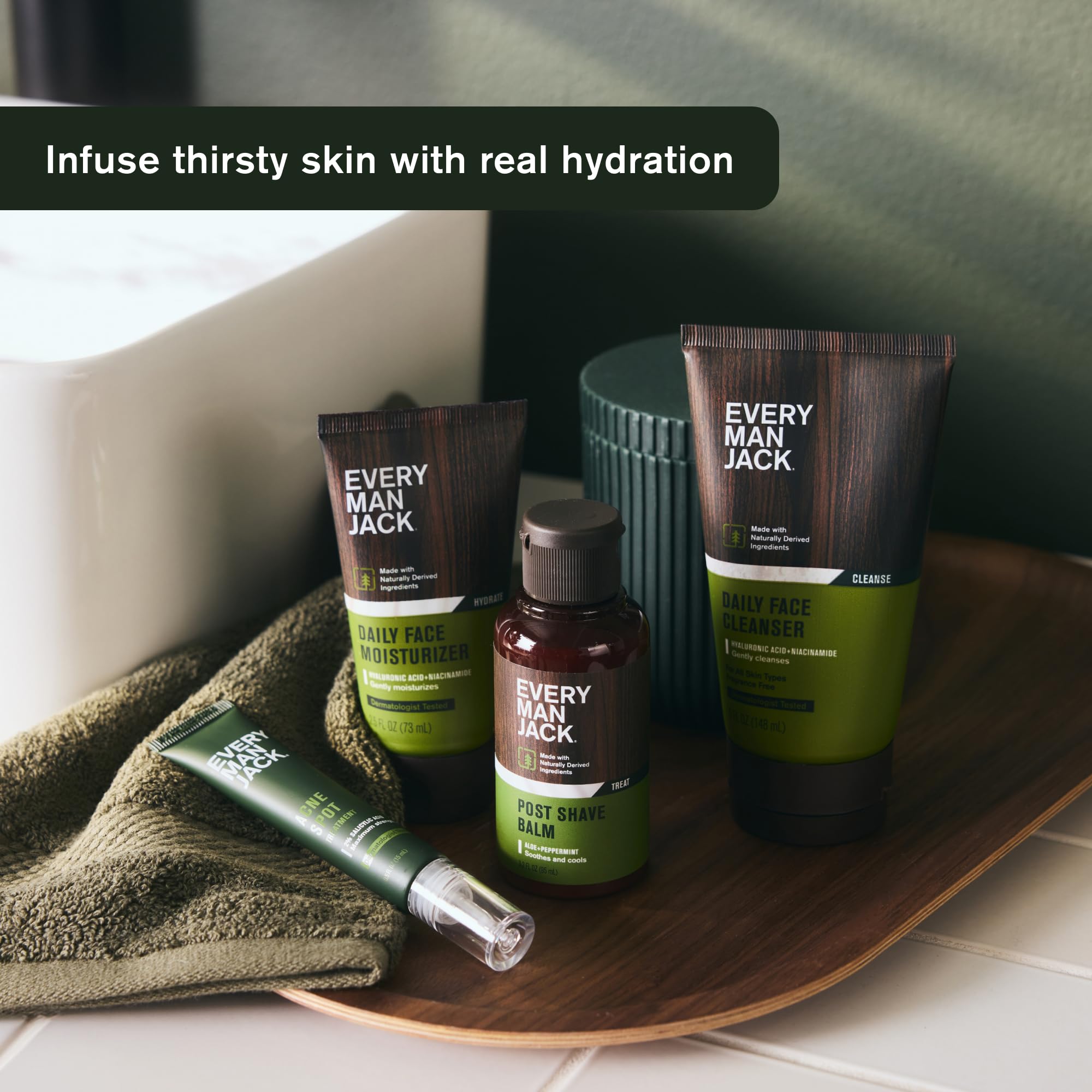 Every Man Jack Daily Face Lotion for Men – Hydration with HA, Aloe Vera & Niacinamide (2 x 2.5 oz)