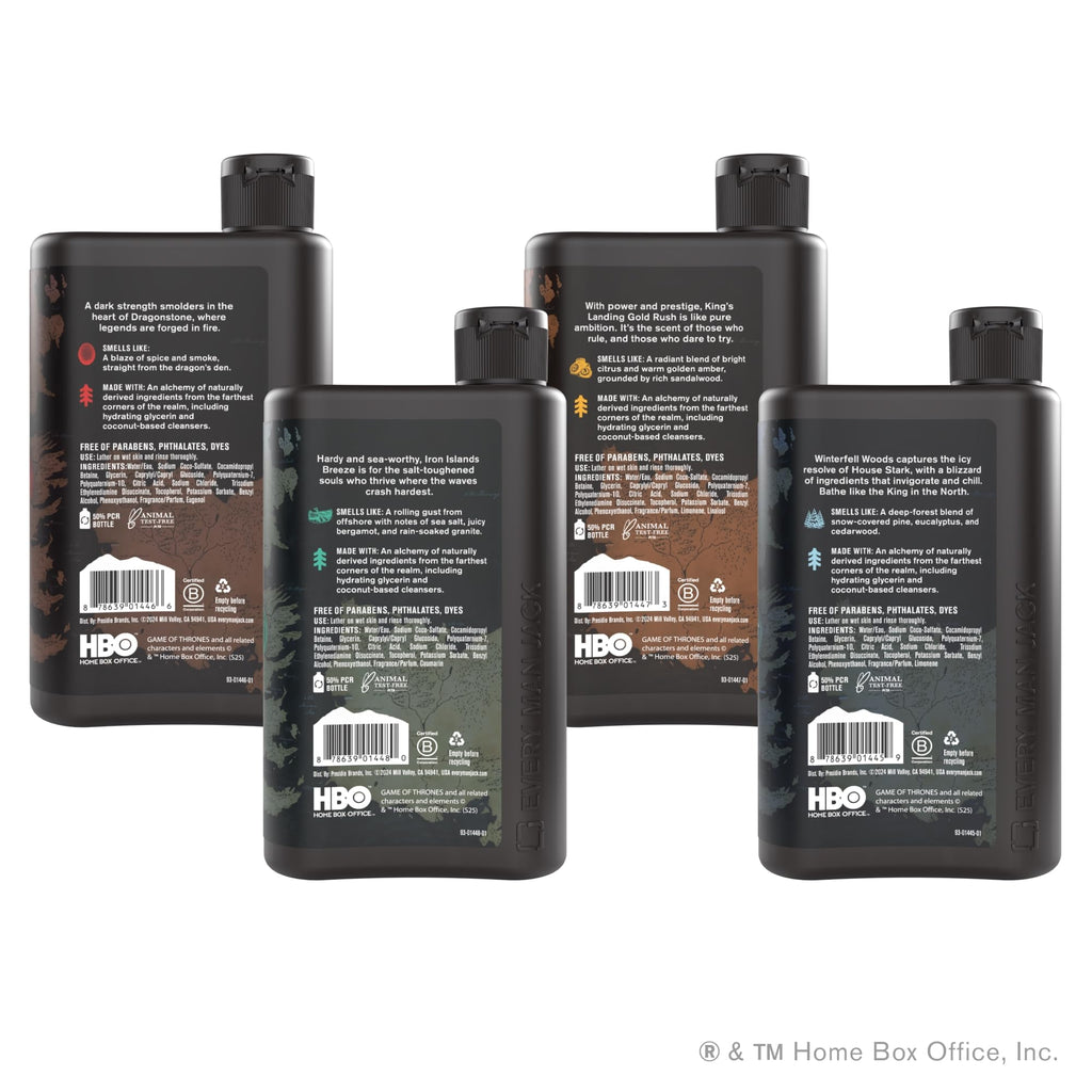 Every Man Jack Game of Thrones Body Wash Gift Set — 4 Westeros-Inspired Scents