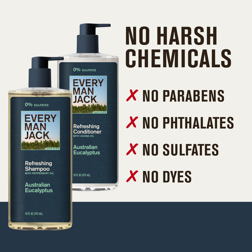 Every Man Jack Shampoo & Conditioner Set – Australian Eucalyptus, 2 x 16 oz
