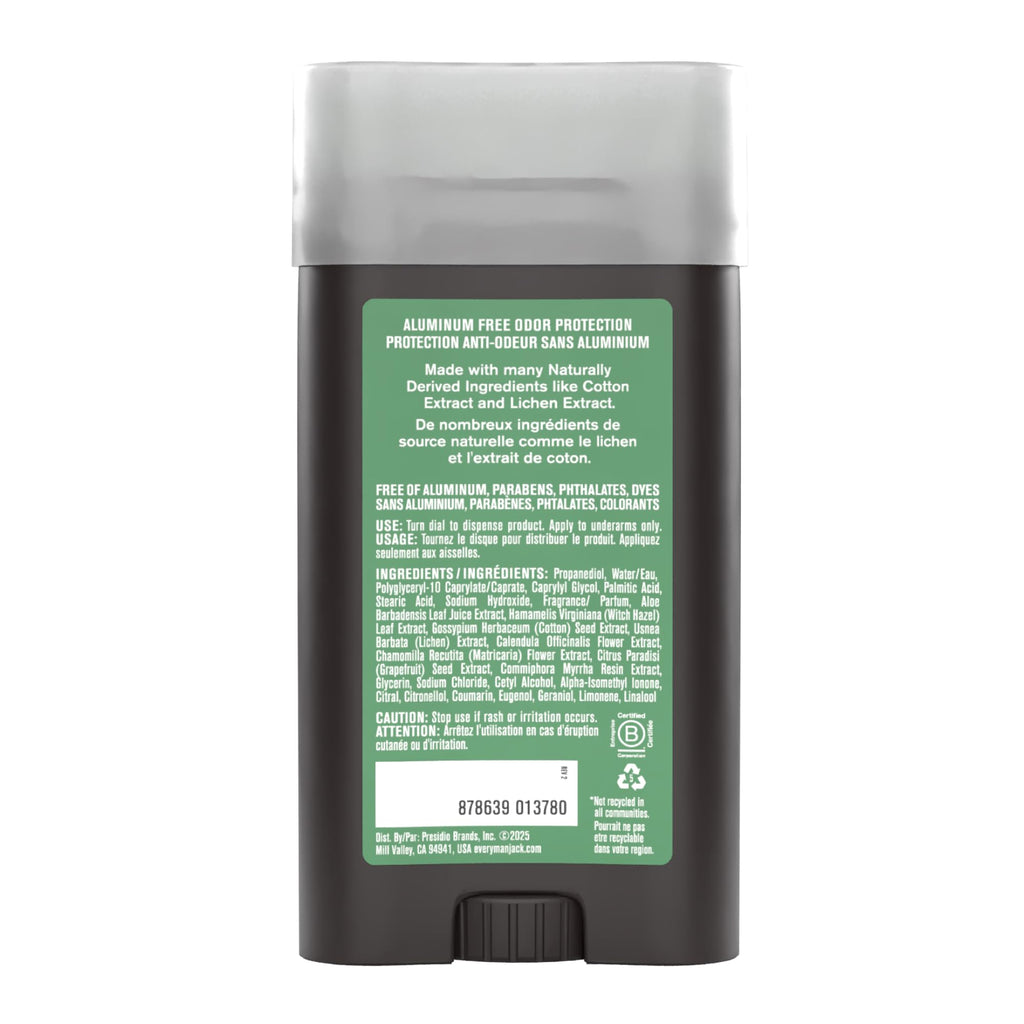 Every Man Jack Pacific Cypress Deodorant – Aluminum-Free, Long-Lasting Odor Protection, 3oz (2-Pack)