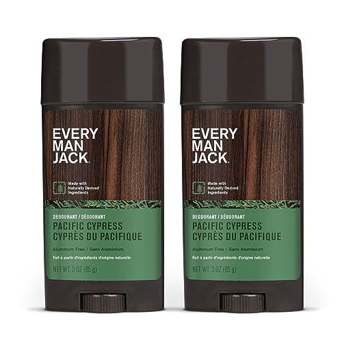Every Man Jack Pacific Cypress Deodorant – Aluminum-Free, Long-Lasting Odor Protection, 3oz (2-Pack)
