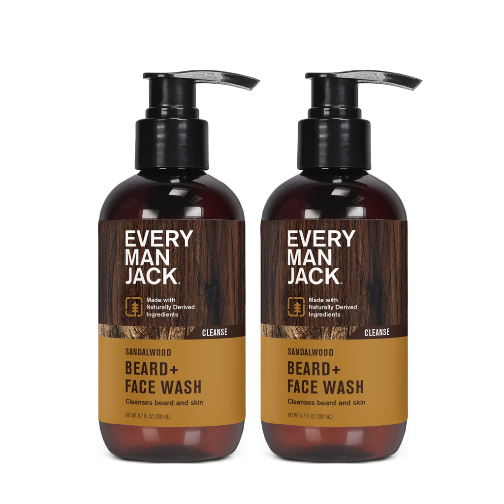 Every Man Jack Sandalwood Beard Wash – Cleanse, Soften & Hydrate (2 x 6.7 oz)