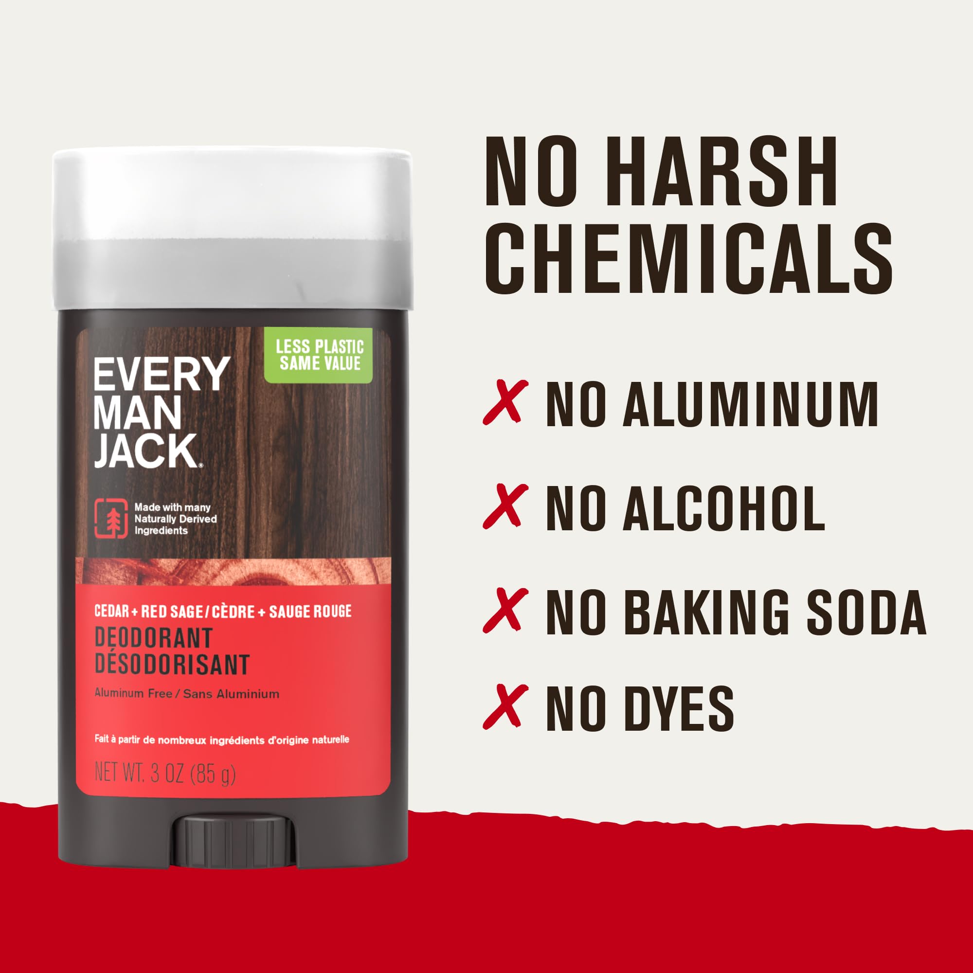 Every Man Jack Cedar & Red Sage Aluminum Free Deodorant – 3 oz, 4 Pack
