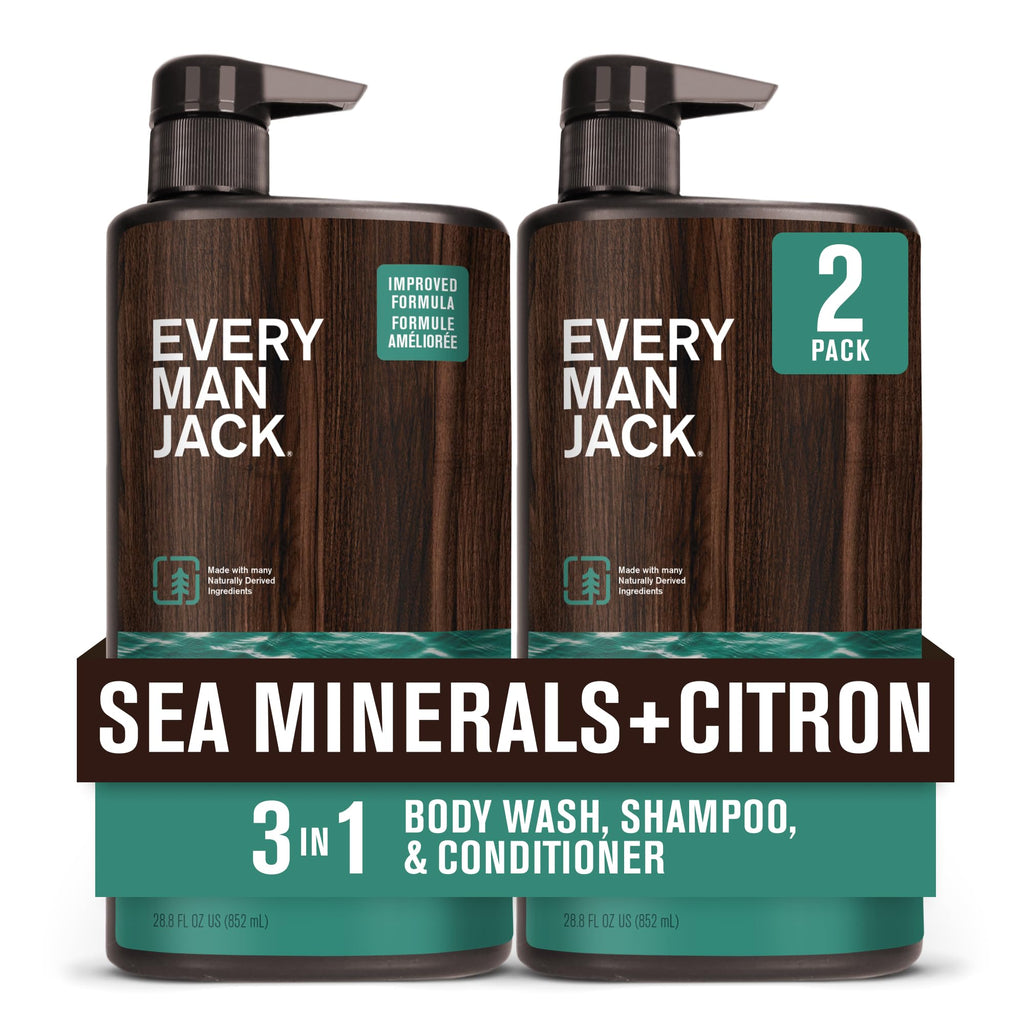 Every Man Jack Sea Minerals + Citron 3-in-1 Hydrating Wash – 28.8oz (2 Pack)