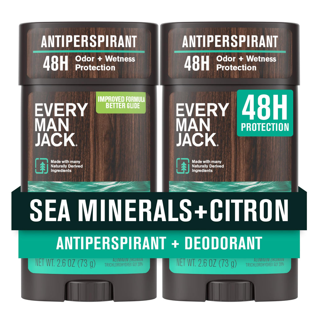 Every Man Jack Sea Minerals + Citron Antiperspirant Deodorant – 2-Pack, 48-Hour Defense