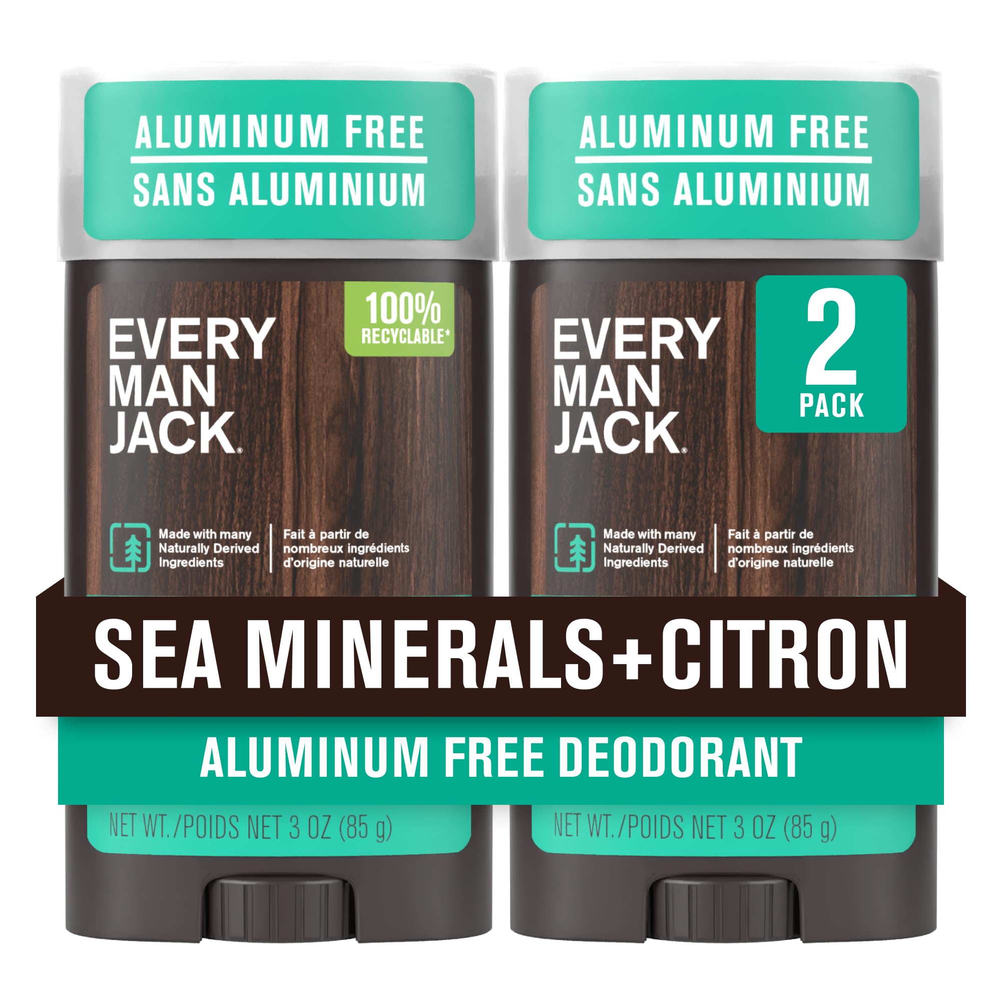 Every Man Jack Sea Minerals and Citron Aluminum-Free Deodorant - 2 Pack